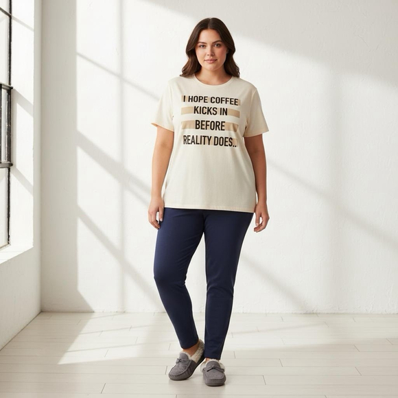 Torrid Everyday Tee Signature Jersey Coffee Reality Beige Womens Plus Size 1X - Picture 3 of 6